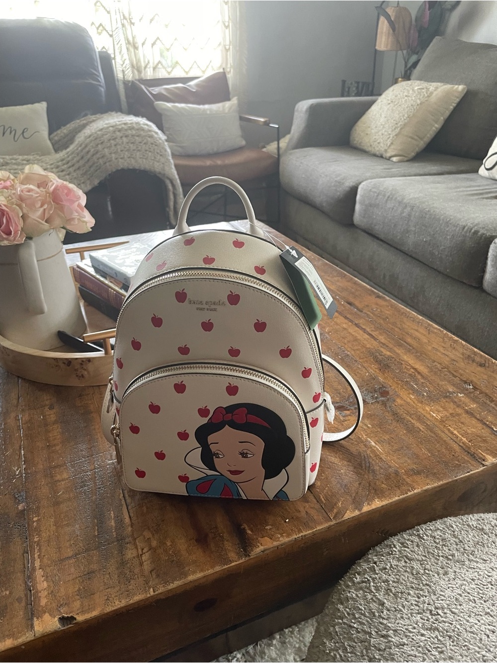 kate spade Cream Snow White Apple Print Mini Backpack